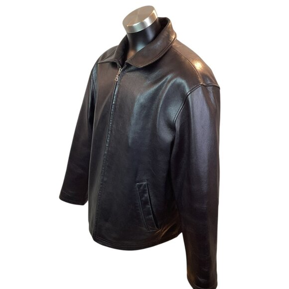 Jos. A. Bank Executive Collection Mens Large Leather Dress Jacket Black - Picture 2 of 10